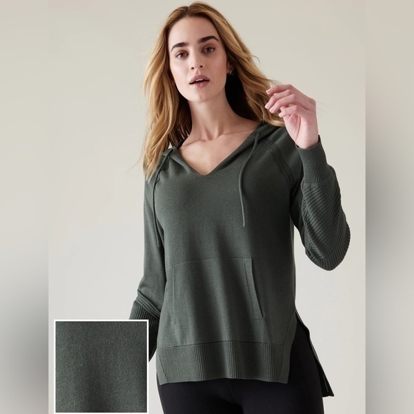 Athleta Small Green Knit‎ Hooded Sweatshirt Hoodie - Picture 1 of 10